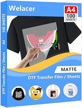 20% Discount on Welacer DTF Transfer Film A4 100 Matte and 500ml x6 DTF ink