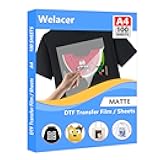 100 Sheets DTF Transfer Film Paper A4 Double Sided Thick Clear Pretreat Sheets, PET Heat Transfer Paper for Inkjet Printer DTG Printer Direct Print On T Shirts Textile