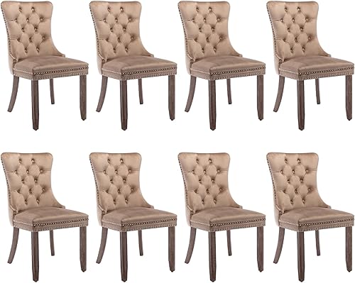 Miniatura 139 de SoarFlash Juego de 6 sillas de comedor de terciopelo, silla lateral de respaldo alto, silla lateral moderna tapizada de alta gama con capitoné y