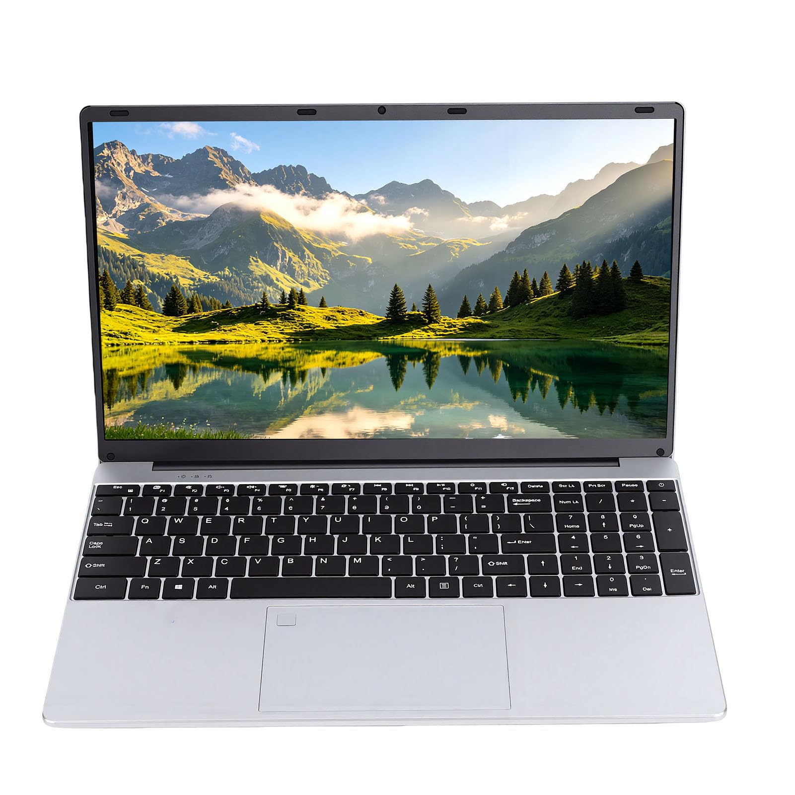 Laptop 15,6 Cala, Procesor Celeron N5100, 8 GB RAM, 128 GB SSD, System 11 Pro i Podświetlana Klawiatura, do Pracy i Rozrywki (wtyczka UE)