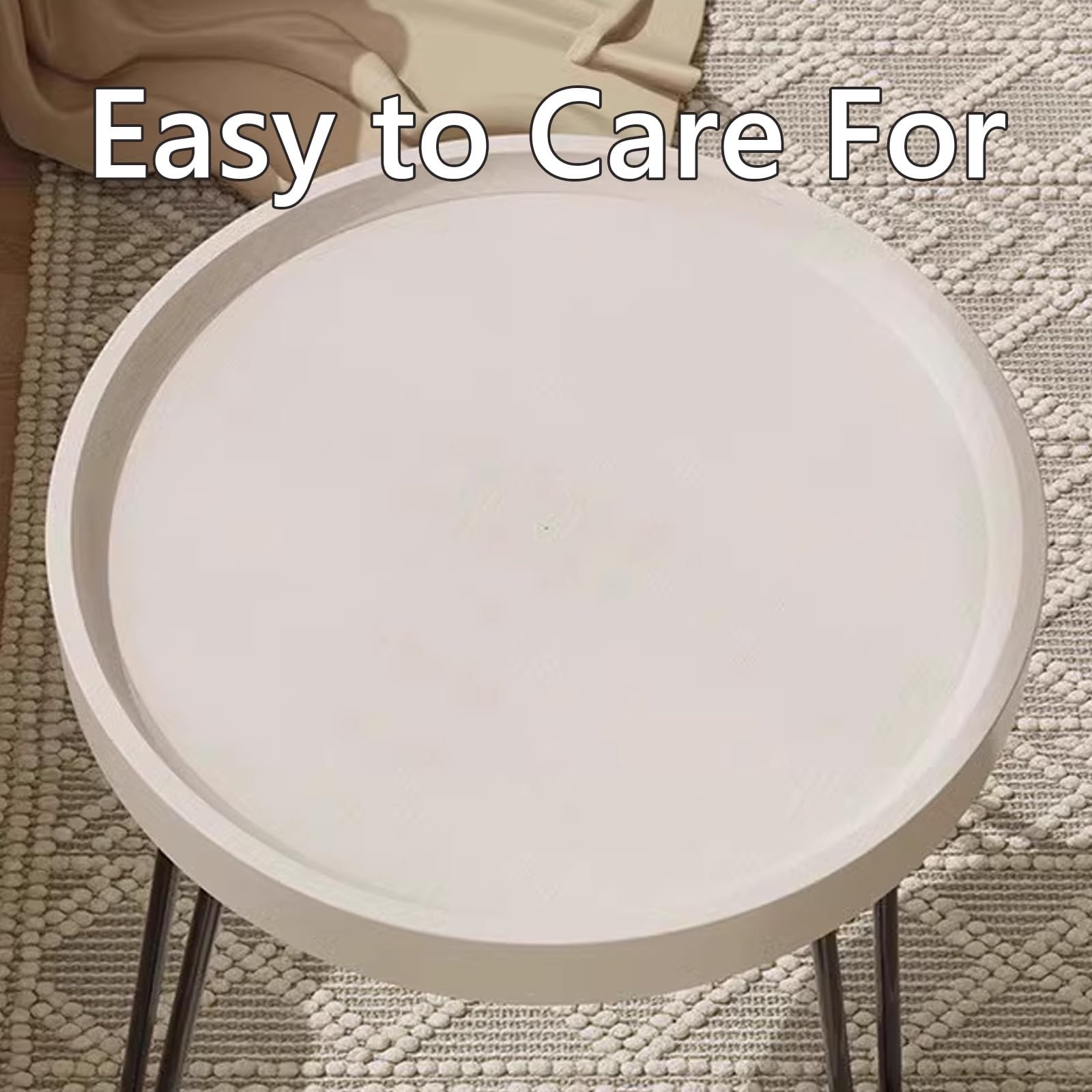 Mały Stolik Kawowy Biały, Stolik Pomocniczy do Kanapy, Nogi ze Stali Węglowej Składany Łatwy w Pielęgnacji, Stolik Końcowy, do Salonu, Sypialnia(White,50CM)