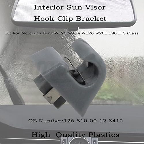 Miniatura 3 de 126-810-00-12-8412 Soporte de clip de gancho para visera solar interior para Mercedes Benz W123 W124 W126 W201 190 E S Class. OEM