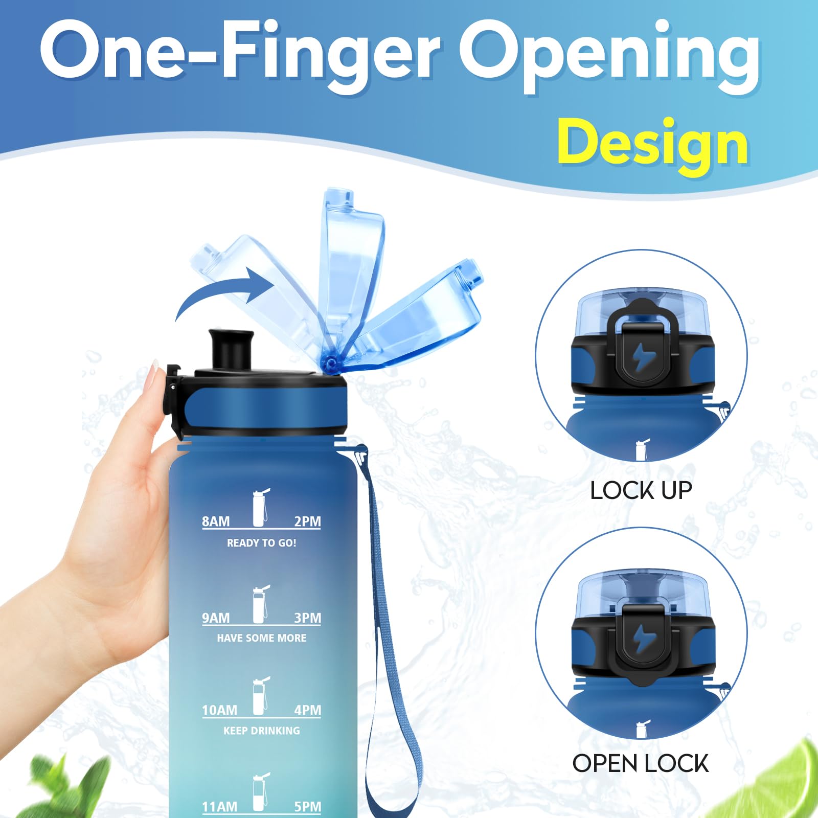 KollyKolla Borraccia 500ml/1L/1.5L,Palestra a Prova di Perdite,Motivazionale con Filtro, Bottiglia d'acqua Sportiva con Indicatore del Tempo, Borraccia per Bambino, Bambina, Sport, Scuola