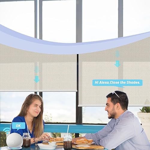 Miniatura 2 de Xravaw Persianas enrollables motorizadas con control remoto eléctrico, persianas opacas inteligentes recargables para ventanas, persianas de tamaño