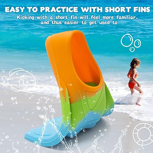 Miniatura 3 de Aletas de natación para niños, aletas cortas de natación para niños, aletas de entrenamiento de natación para regazo, piscina, esnórquel para niños,