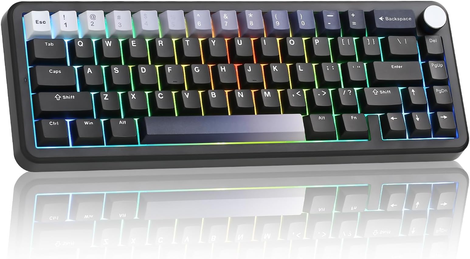 YUNZII B68 65% Wireless Mechanical Keyboard, Gaming Keyboard, BT5.0/2.4GHz/Wired, Hot-Swappable, Gasket Keyboard, RGB Backlit Win/Mac, Certified for Technical Compliance (Black, Cocoa Cream V2 Switch)