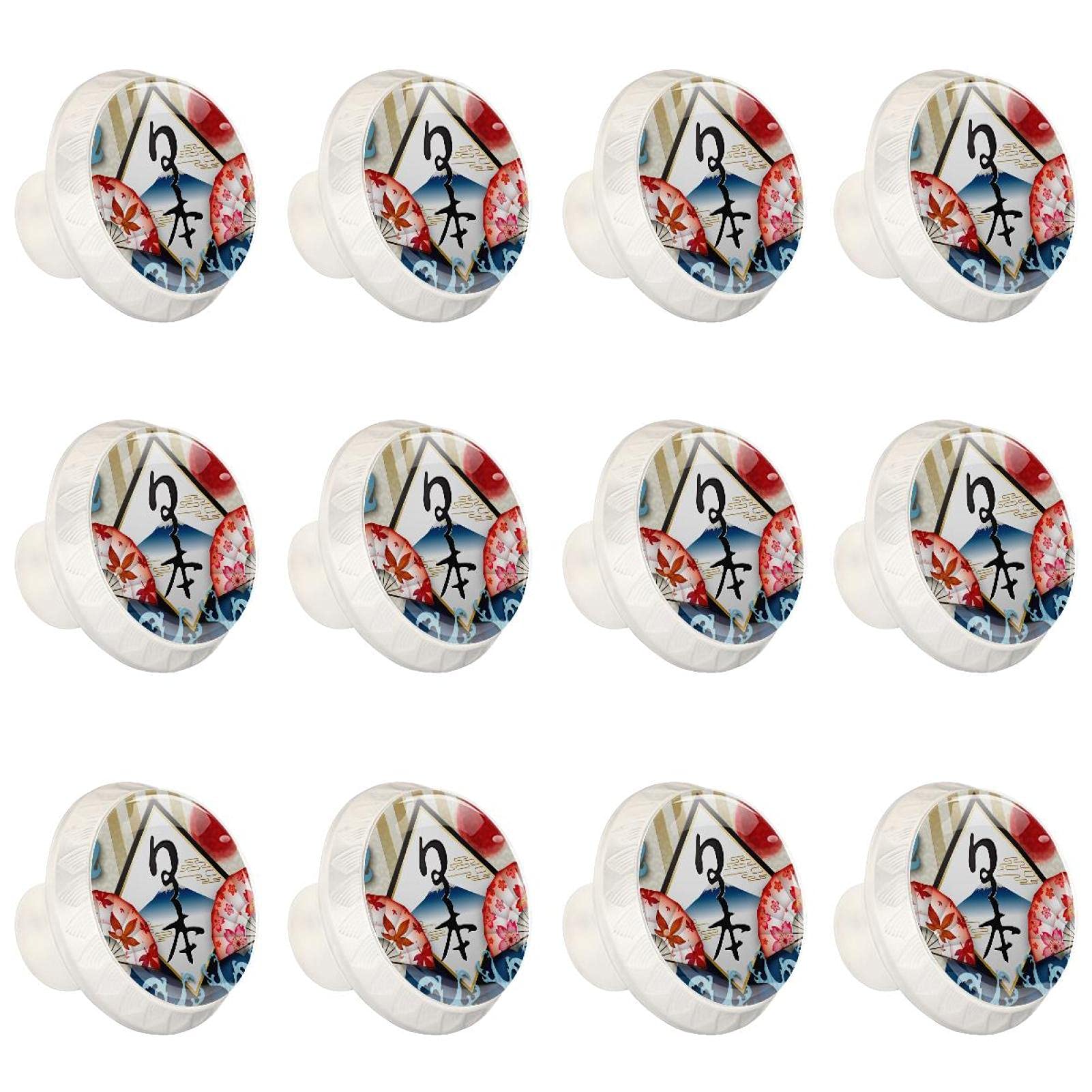 Boutons d'armoires de cuisine Fujiyama ronds en lot de 12 pièces pour tiroir de commode