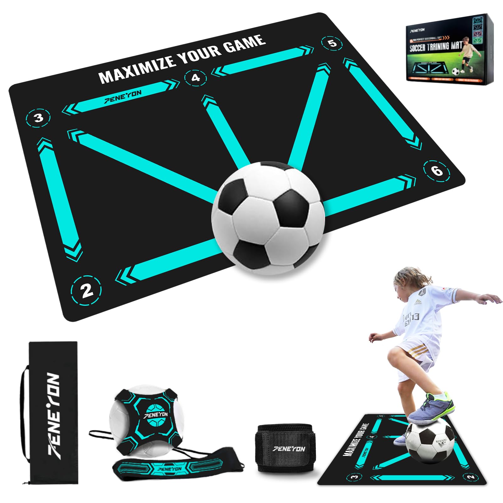 Football Footstep Training Mat for All Levels: Agility Training Mat, Non-Slip Silent Equipment for All Ages to Improve Speed, Strength and Coordination