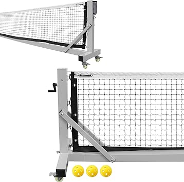 Pro Pickleball Net Portable with Wheels 22ft Heavy Duty Pickleball Net System with Sturdy Aluminum Frame for Outdoor & Indoor Nylon Net & Carrying Bag for Pickleball, Tennis, Badminton