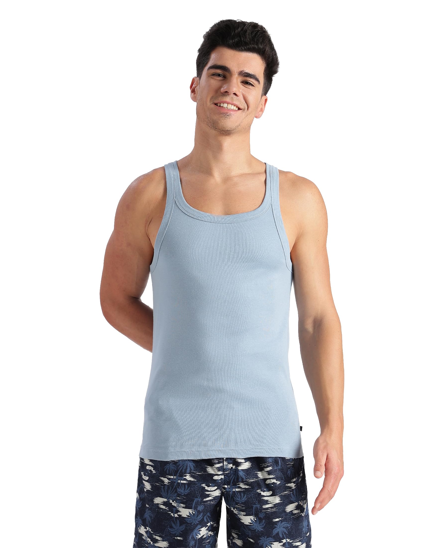 US26 Men's Super Combed Cotton Rib Square Neck Gym Vest_Faded Denim_XL-image-36