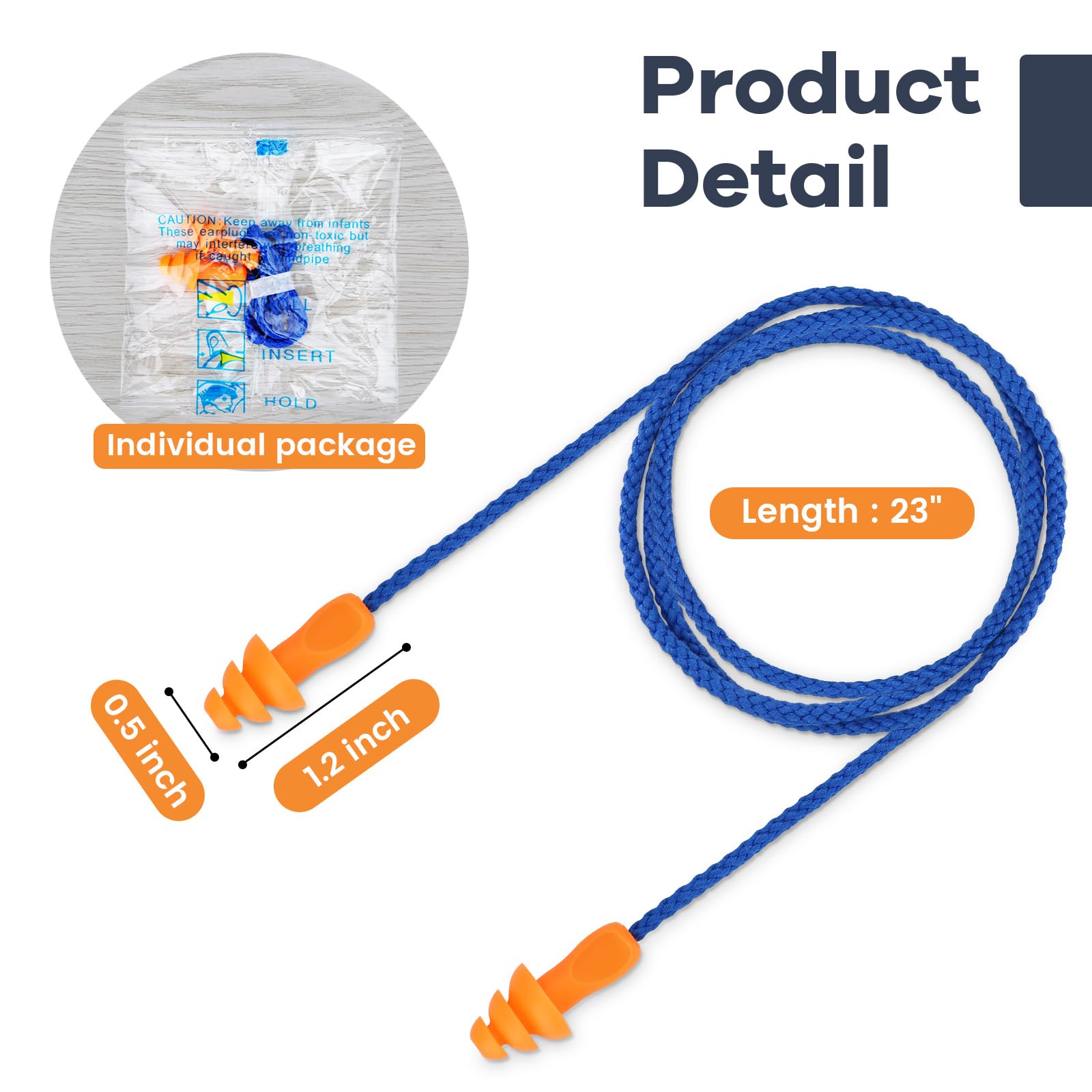 Tapones de silicona para los oídos, 100 pares de protección auditiva para disparar, nadar, dormir, cancelación de ruido, con cable, multicolor