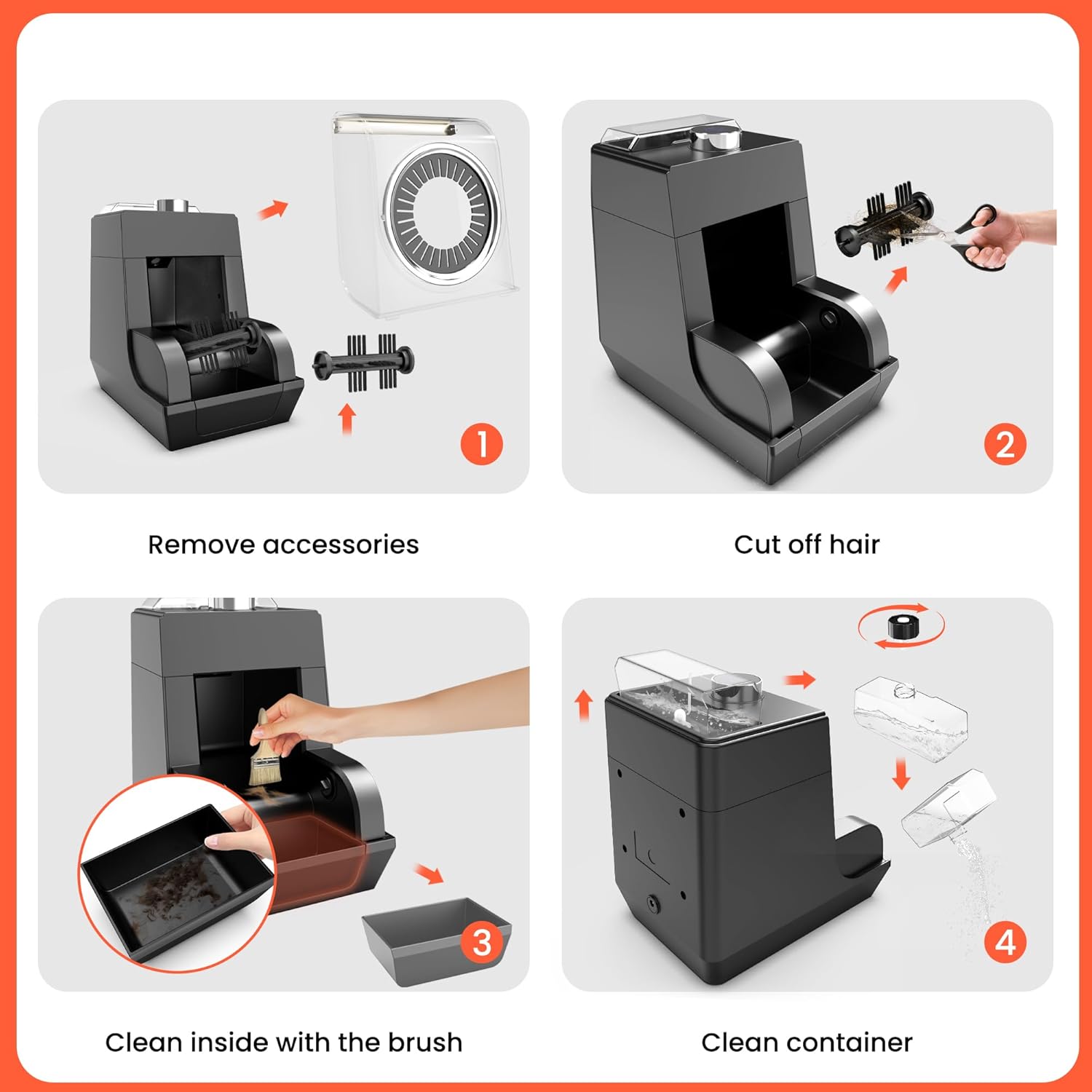 TASALON Hair Brush Cleaner, Professional Electric Hair Round Brush Cleaner Machine, Hair Brush Cleaning Tool, with Funnel and Scissors for Removing Hair Dust Salon Use