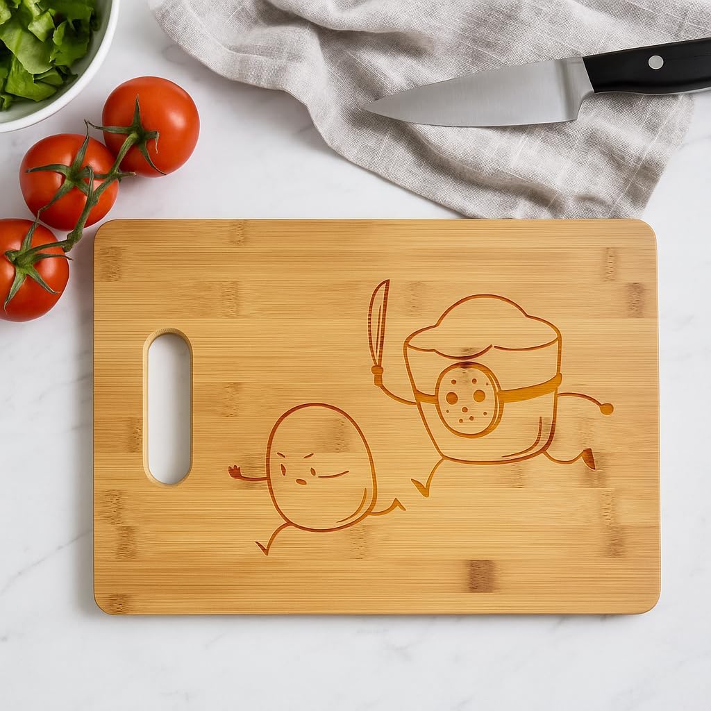 French Fried Jason Funny Horror Film Parody - Laser Engraved Bamboo Cutting Board - Wedding, Housewarming, Anniversary, Birthday, Father's Day, Gift