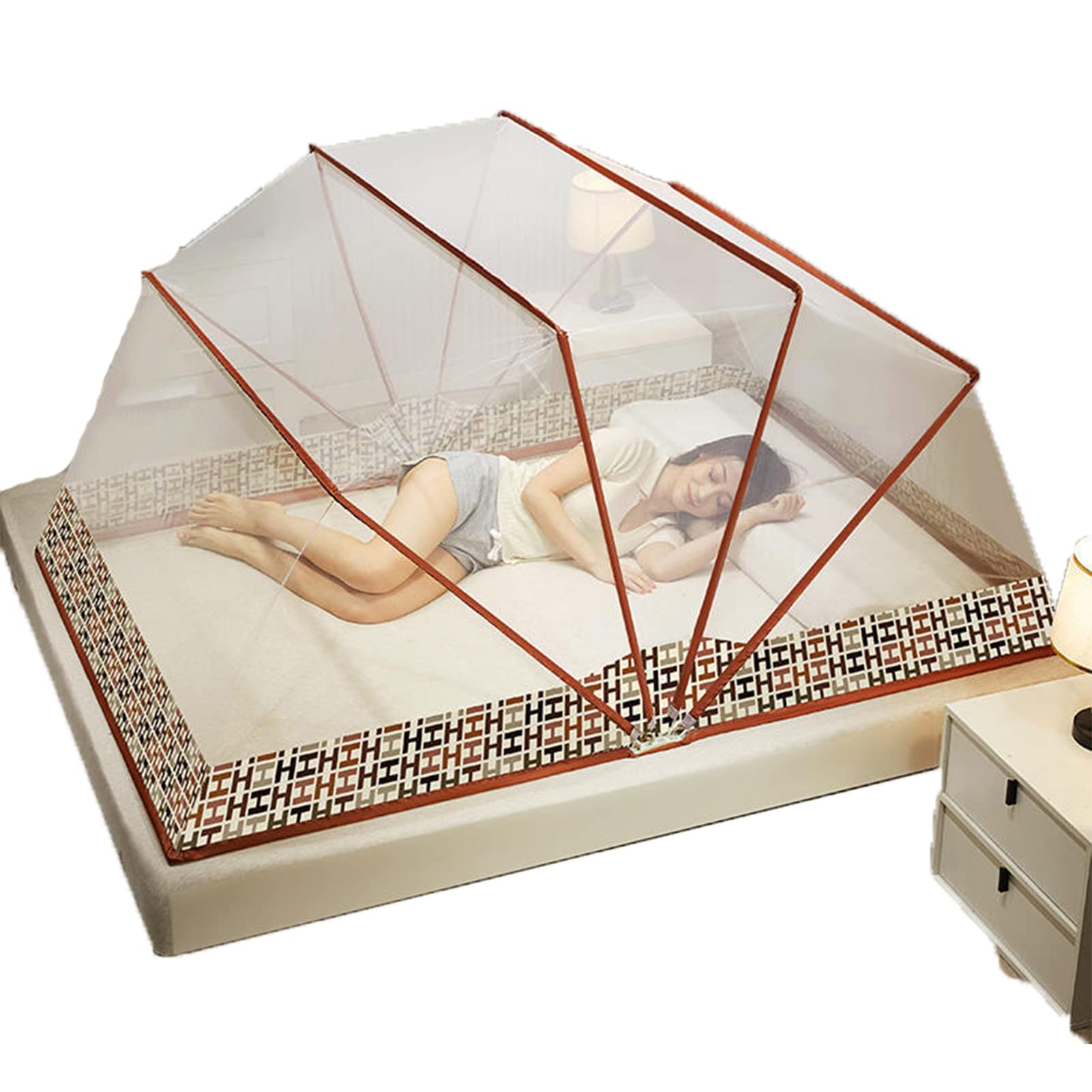 GJMSSMY Portable Mosquito Mesh,Heightened Folding Mosquito Net Tent No Installation Mosquito Net Convenient Breathable Easy to Install and Wash for Bed Courtyard Traveling,D,80 * 190 * 120