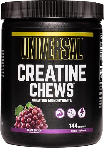Universal Nutrition Masticables de creatina 018oz de monohidrato de creatina en cada porción deliciosas obleas - 36 porciones - Uva
