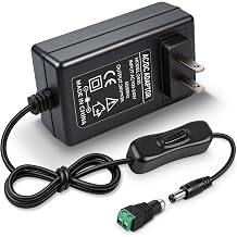 24V 3A Power Supply 72W, 24 Volt DC Power Adapter with On/Off Switch, 110V AC to 24V Transformer Plug with 5.5x2.1mm DC Female Connector for LED Strip Lights, Black
