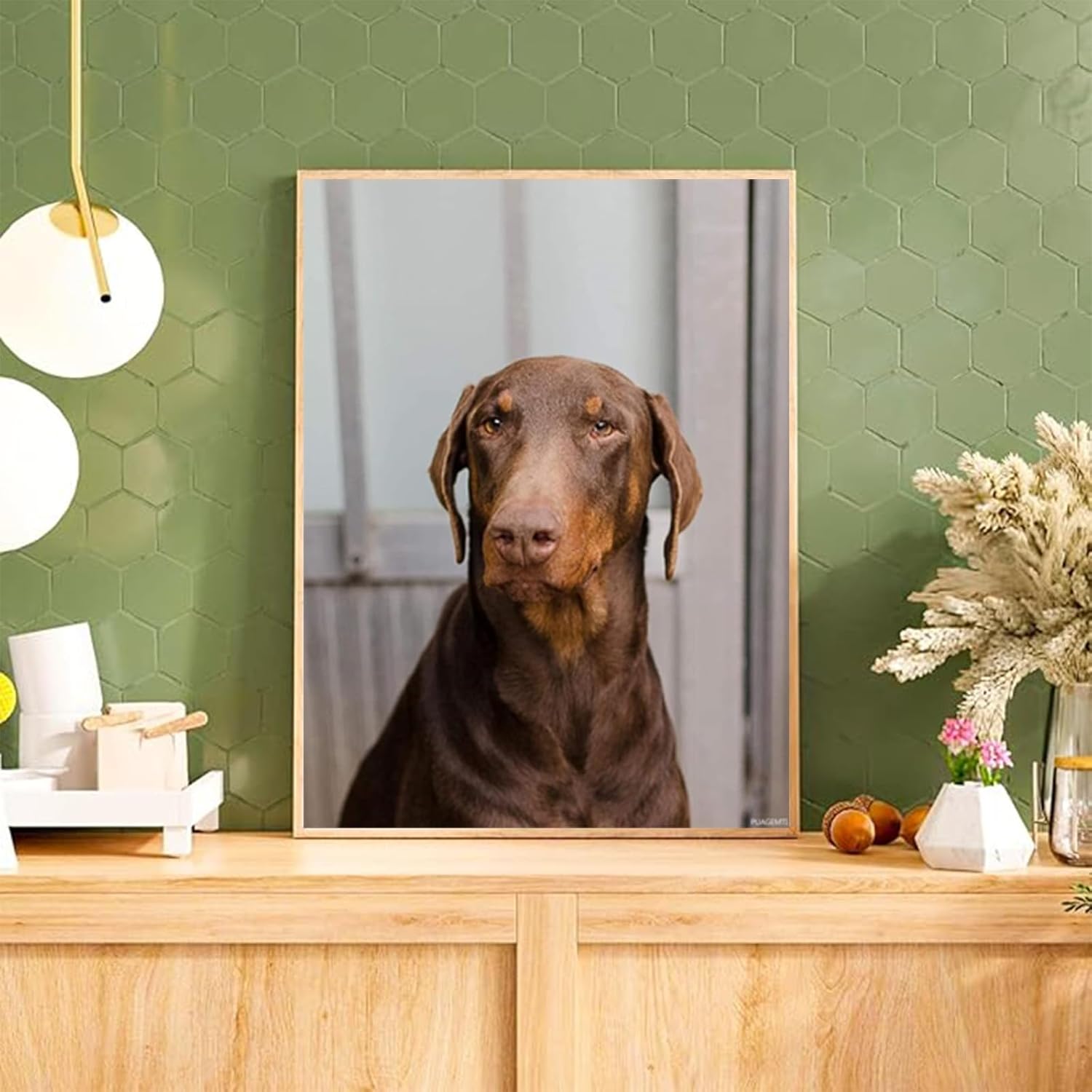 PUAGEMTI 5D Diamond Painting Kits for Adults, Doberman Dog Full Drill Crystal Rhinestone Diamond Art Gem Painting, Diamond Painting Animals for Home Wall Decor 12x16 Inch