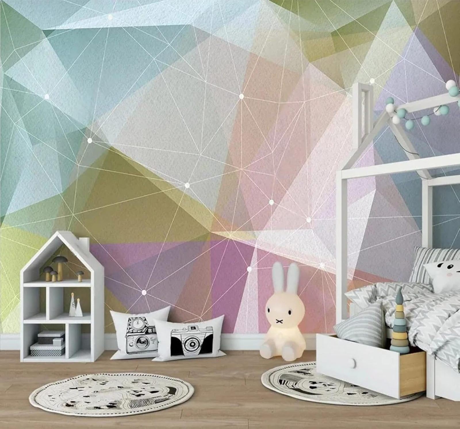 XLMING Abstract Colourful Geometric Lines Art 3D Wallpaper Luxury Home Dining Decor Paste Sofa Living Room The Wall for Bedroom Mural-400cm×280cm