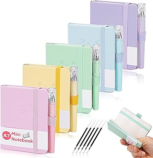 Mulaibdin 5 Piezas Libreta Pequeña, Cuaderno Pequeño Notas, A7 Libreta Bolsillo, Bloc de Notas Pequeño con Boligrafo, Mini...