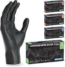 100x ARNOMED® Guantes nitrilo talla M Negro [50% más gruesos], Guantes desechables, Luvas nitrilo descartaveis sin polvo y látex, Manoplas nitrilo en S, M, L, XL