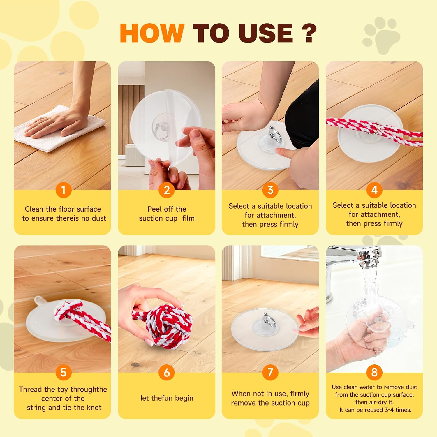 Interactive Dog Toy with Suction Cup, Rope Ball & Built-in Bell, Red White | Tug-of-War Interactive Play|Supports Puppy Teething & Healthy Chewing|Designed for Small Dogs|Solo Indoor Enrichment Toy