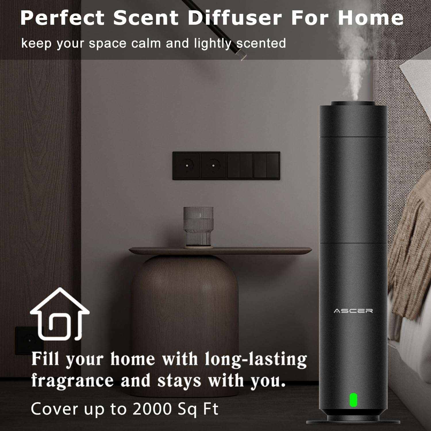Diffuser - Hotel Scent Diffuser Machine - Remoter & APP Control - Studio Scent Diffusers for Whole House - Scent Air Machine for Home - Waterless Essential Oil Diffusers for Large Room,Office - Black