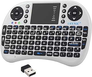 eSynic Mini Wireless Keyboard 2.4G Mini Wireless XBMC Keyboard Touchpad Mouse Combo Multi-media Portable Handheld Android Keyboard Rechargeable for PC Google Android Smart TV Tivo Box Raspberry PI PS4 etc