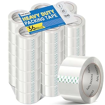 Clear Packing Tape, Heavy Duty Packaging Tape Refills 36 Rolls, 2 inch x 65 Yards, Shipping Tape Box Tape Mailing Tape for Shipping Packaging Moving Sealing and Storage
