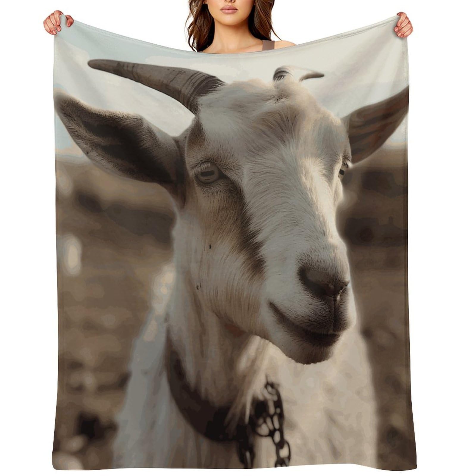 Fekiloot Style Goat On Hillside Throw Blankets Camping Blanket60 X80