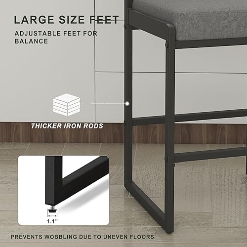 Miniatura 5 de Taburetes de bar modernos con altura de mostrador, sillas de barra de 26 pulgadas de altura con respaldo, taburetes tapizados, taburetes de bar de