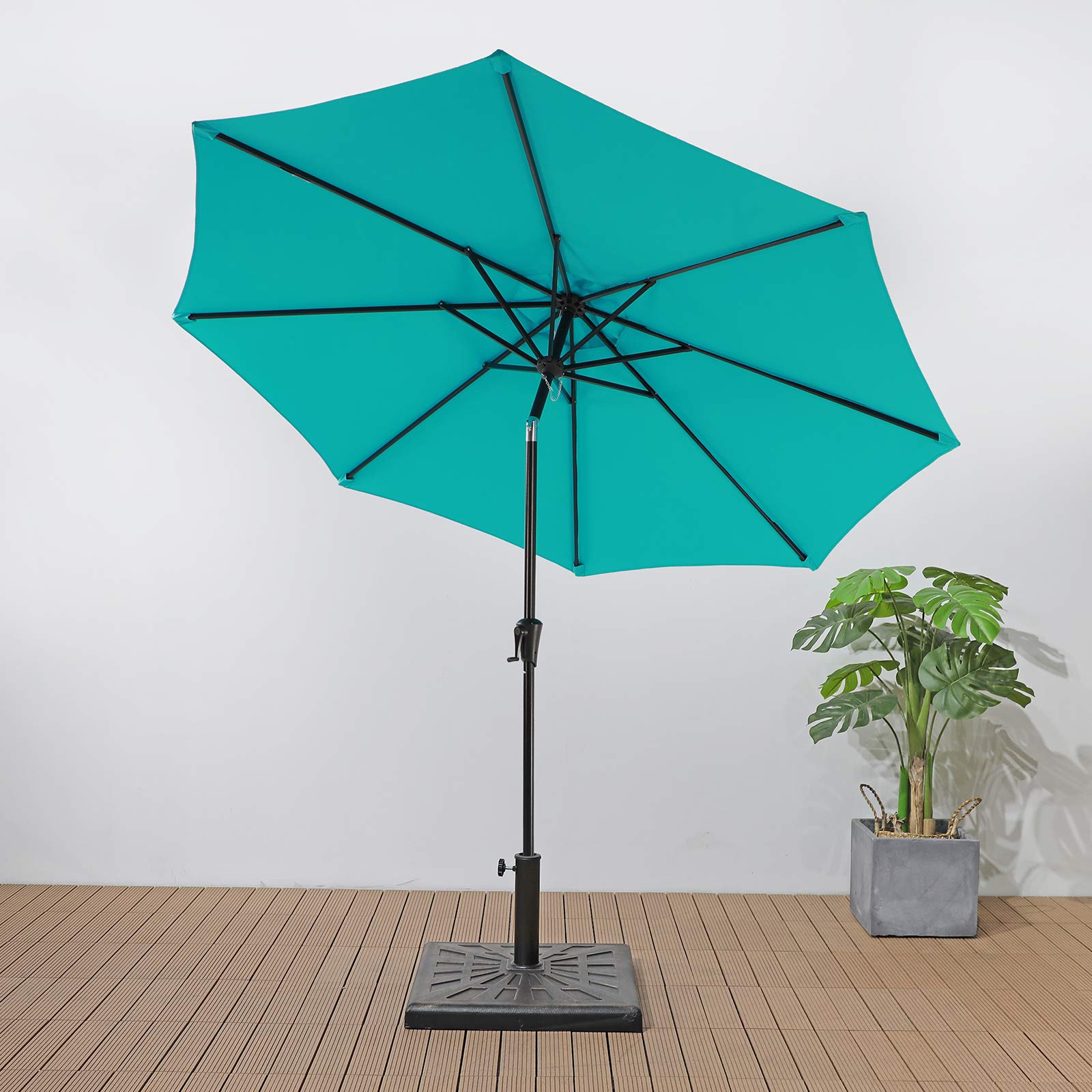 8 patio umbrella JEAREY 8 ft. x 10 ft. Steel Rectangular Market Umbrella in Beige  8x10JXS-Beige