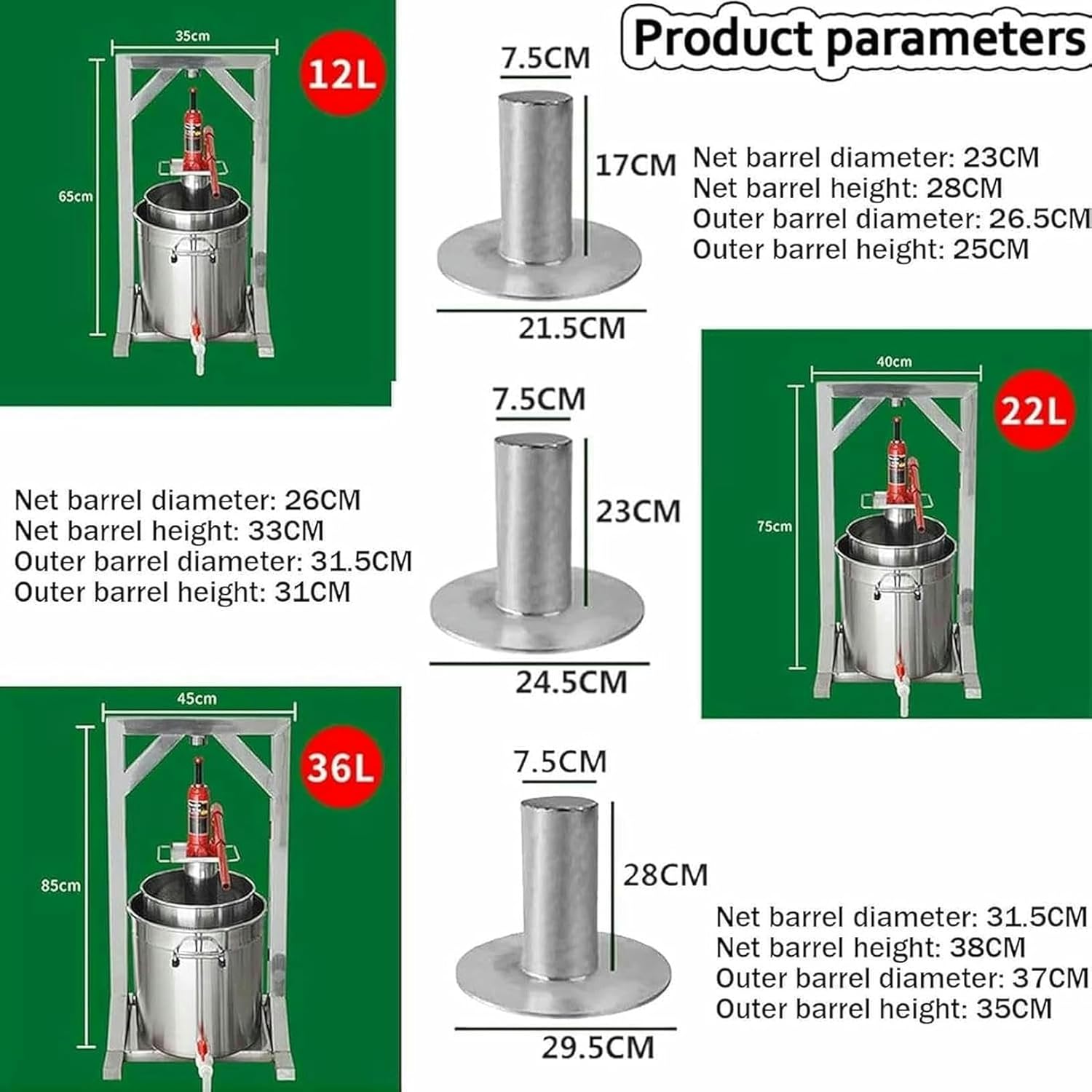 Electric Extractor Separator Grape Press, Fruit Grinder Crusher, Stainless Steel Winemaking Tools, Pressing Wine Press, for Queeze Chili Oil, Cooked Chinese Herbs and Rice Wine