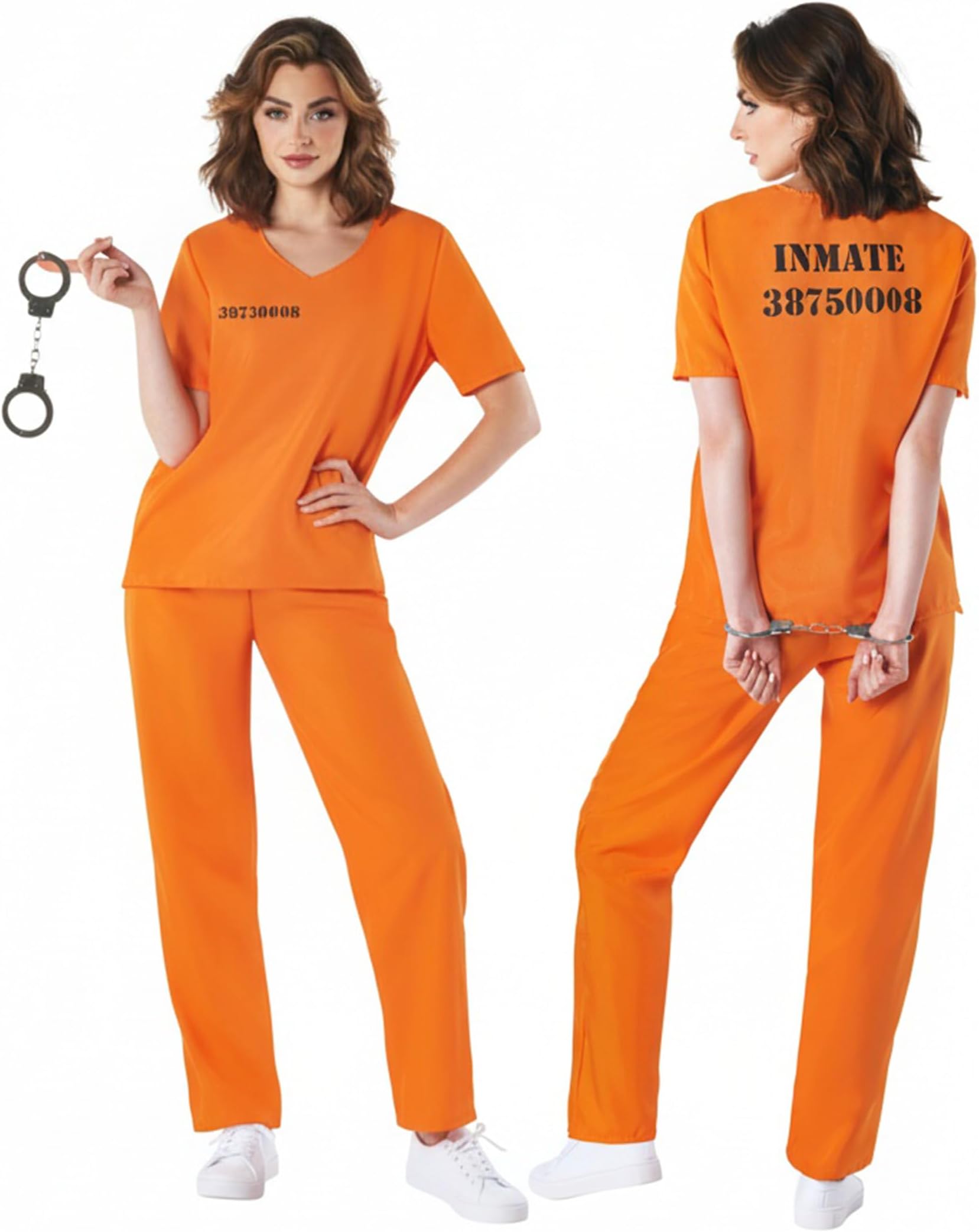 fun shack Women's Prisoner Costume, Inmate Outfit for Women, Jail Costume for Halloween, Costumes for Women