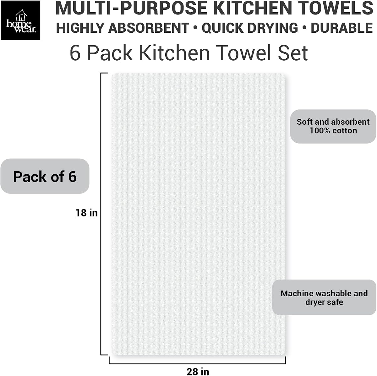Nora Gemma Cotton Waffle Weave Kitchen Towels, Set of 6, Oeko-Tex view 3