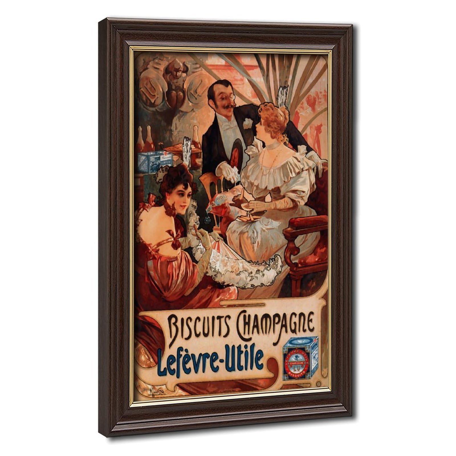WCYB Alphonse Mucha Biscuits Champagne Lefevre-utile Posters Prints Canvas Deco Paintings Wall Art Hangable Frame 24" L X 36" W
