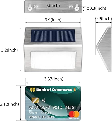 Miniatura 6 de Luces solares de escalón, luces LED solares para exteriores, de acero inoxidable, impermeables, luces solares de jardín para decoración de patio