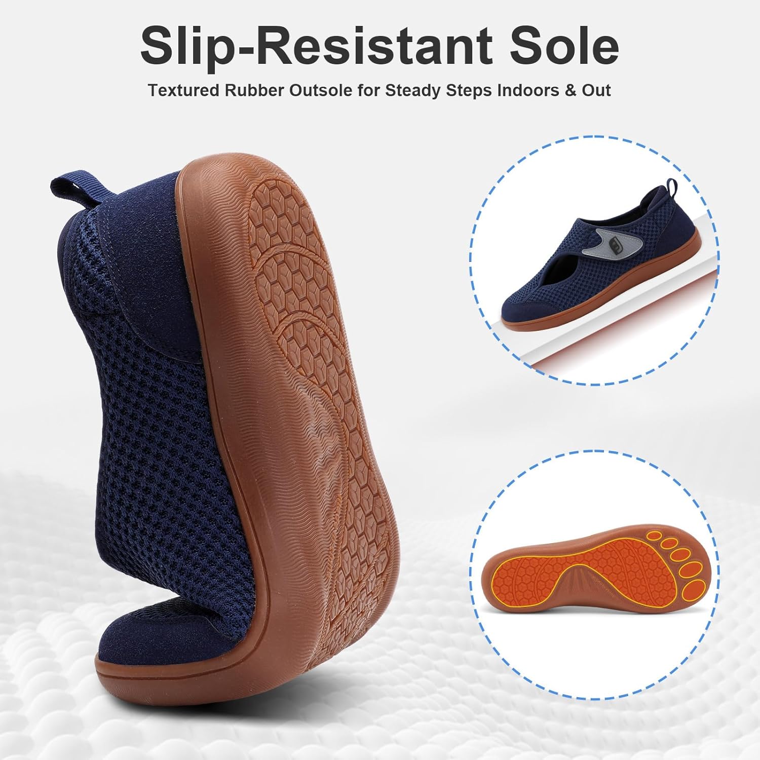 JOINFREE Mens Diabetic Walking Shoes Wide Toe Box, Adjustable Zero Drop Non Slip Sneakers, Breathable Knit Casual Shoes for Swollen Feet, Edema, Sensitive Feet, Elderly, Arthritis - Image 6