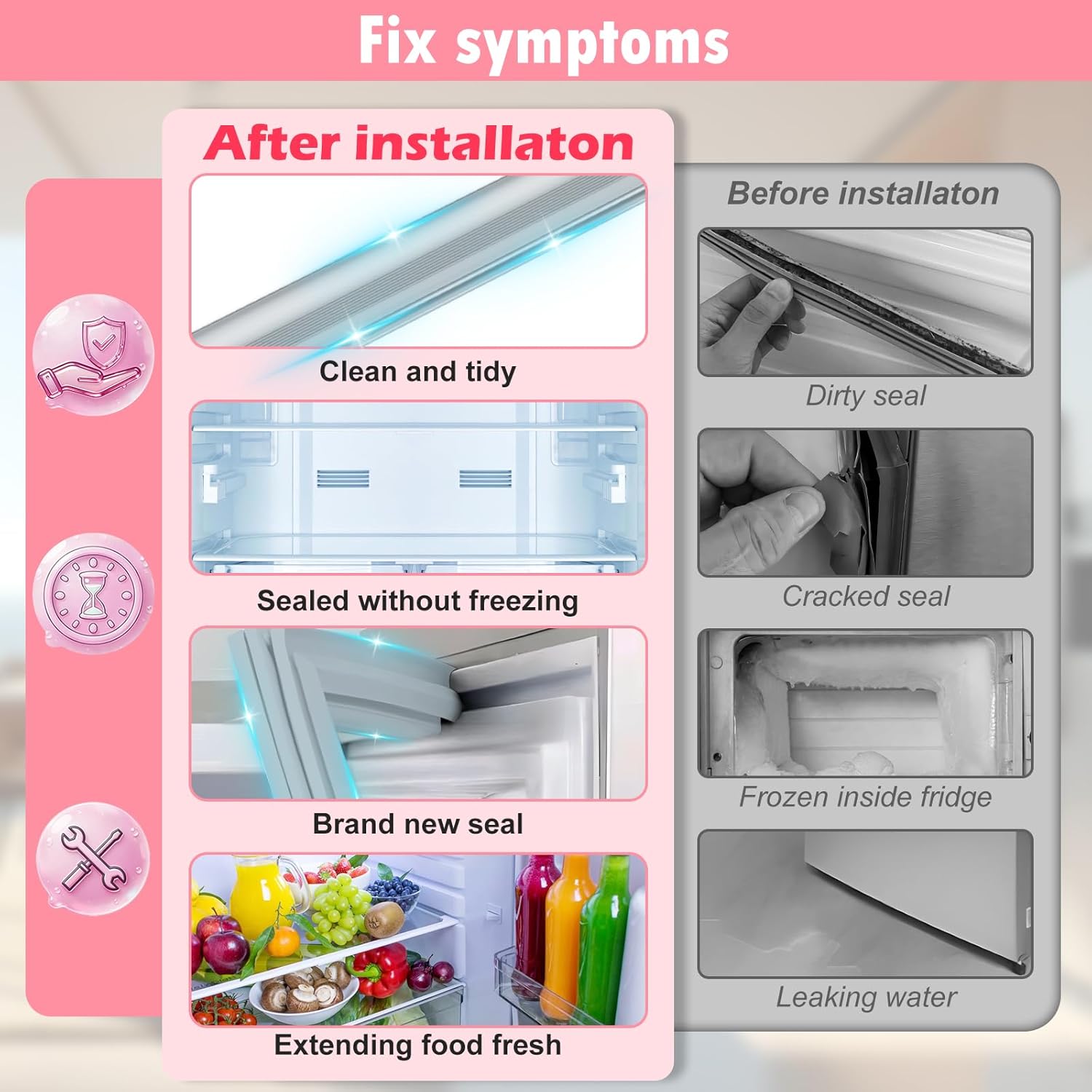 LXun Upgraded ADX73350635 Refrigerator Door Gasket Compatible with LG Refrigerator Parts for LG Freezer Door Gasket Seal ADX73350625 ADX73350607 ADX73350629 LFC24786SD For LG Refrigerator Door Gasket