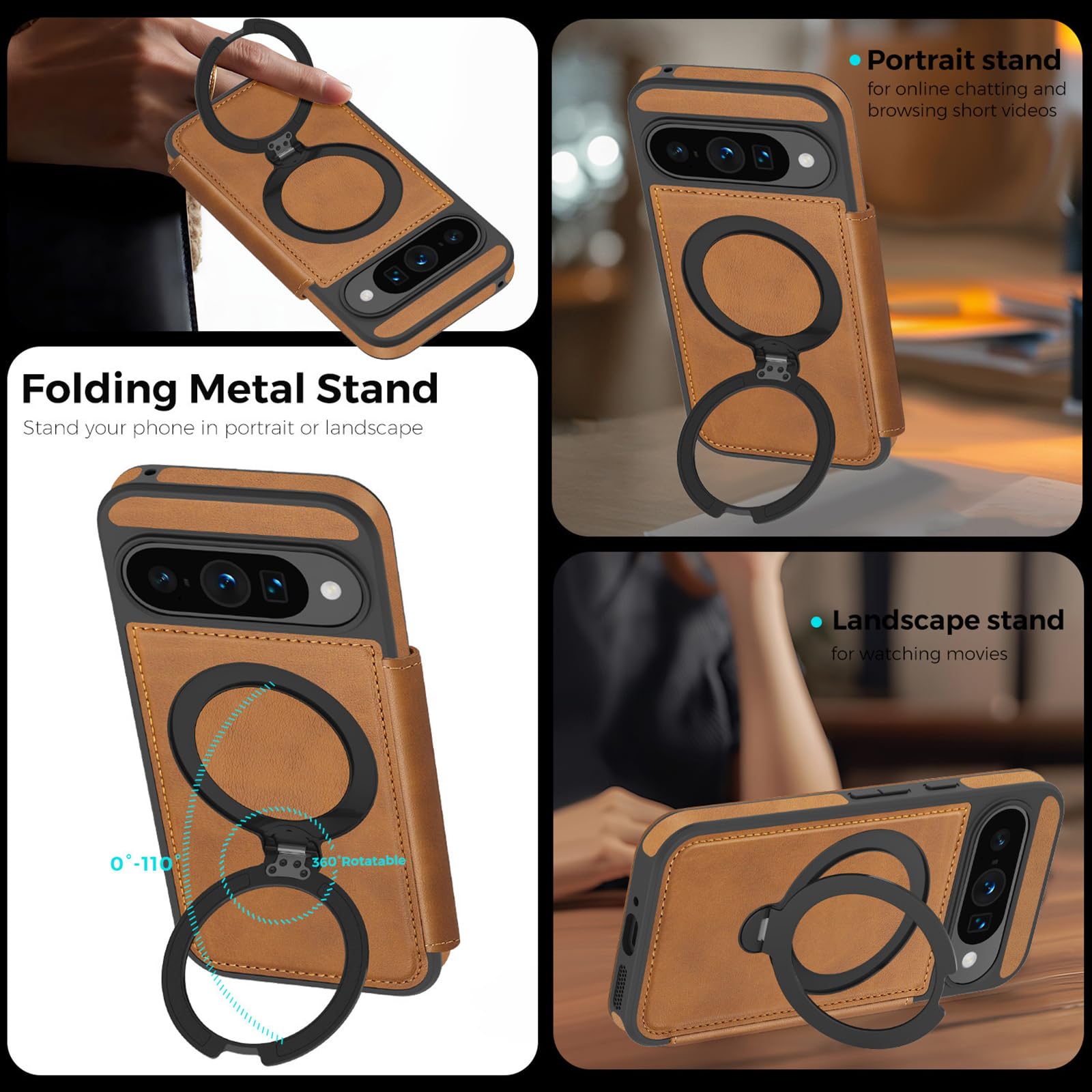 Custodia Per Google Pixel 11 Pro XL/ 11 Pro/ 11, Magnetica Anello Supporto | Portafoglio Flip Cover in Pelle D'epoca Blocco RFID Protezione Completa Caso,Viola,11 Pro