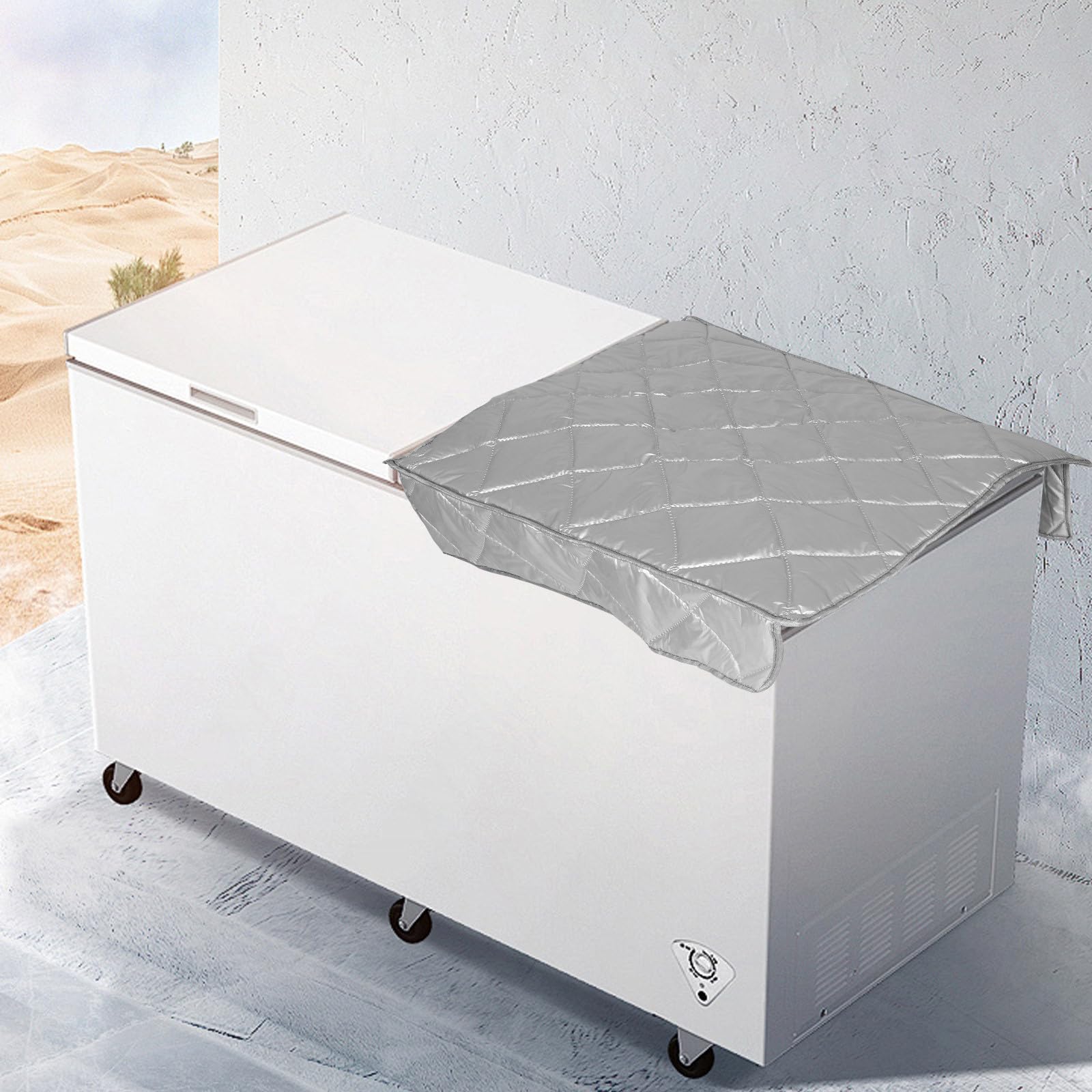 Sonnenschutz Kühlschrankabdeckung aus Aluminiumfolie und Oxford Stoff mit Magnet für Gefrierschränke und Haushaltsgeräte
