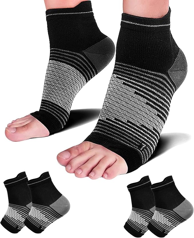 PAPLUS Compression Socks Sleeves (1/2/6 Pairs) for Heel Pain Relief, Compression Foot Sleeves for Plantar Fasciitis, Heel Pain, Foot & Ankle Arch Support Achilles Tendon Support