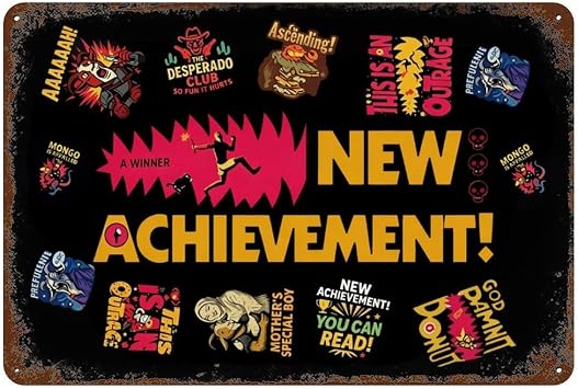 Dungeon Book Crawler Reading Carl Tin Signs NEW ACHIEVEMENT Wall Decor Poster Novelty for Office Pub 7.9"x11.8"