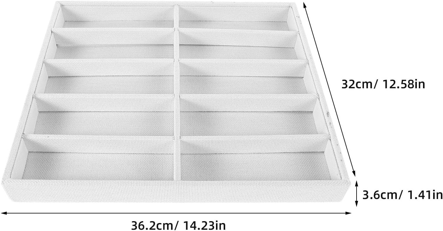 Fabric Sunglass Organizer with 10 Slots for Efficient Organization and Damage Prevention, Stylish White Eyeglass Display Rack with Ten-compartment Design for Nightstand or Retail