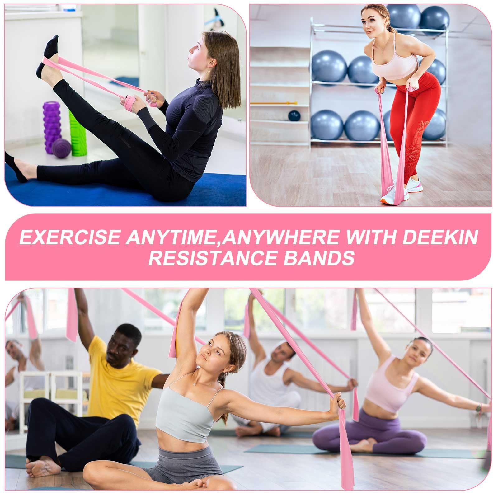DEEKIN Lot de 10 bandes de résistance professionnelles sans latex pour yoga, pilates, physiothérapie, musculation, yoga, entraînement à domicile