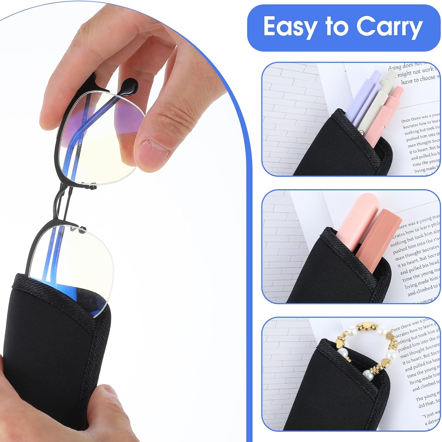 Sibba Slip in Eyeglasses Cases 6 PCS Protective Glasses Case Soft Pouch Fabric Spectacle Box Eyewear Accessories Sunglasses Holder Multicolor Sleeve Storage Eyeglasse Case