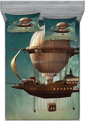 Miniatura 140 de Ambesonne Juego de sábanas bajeras y fundas de almohada, deliciosos tacos con verduras, cocina folclórica, ingredientes de recetas de comida Beige