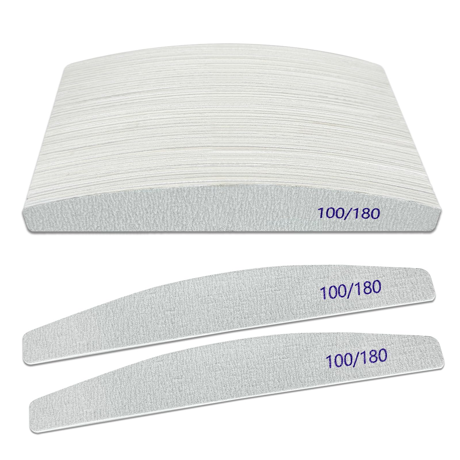 Nail Files (50 Pack), 100/180 Grit Wooden Emery Board Nail File Double Sided Wood Emory Fingernail Files for Natural Nails Professional Reusable