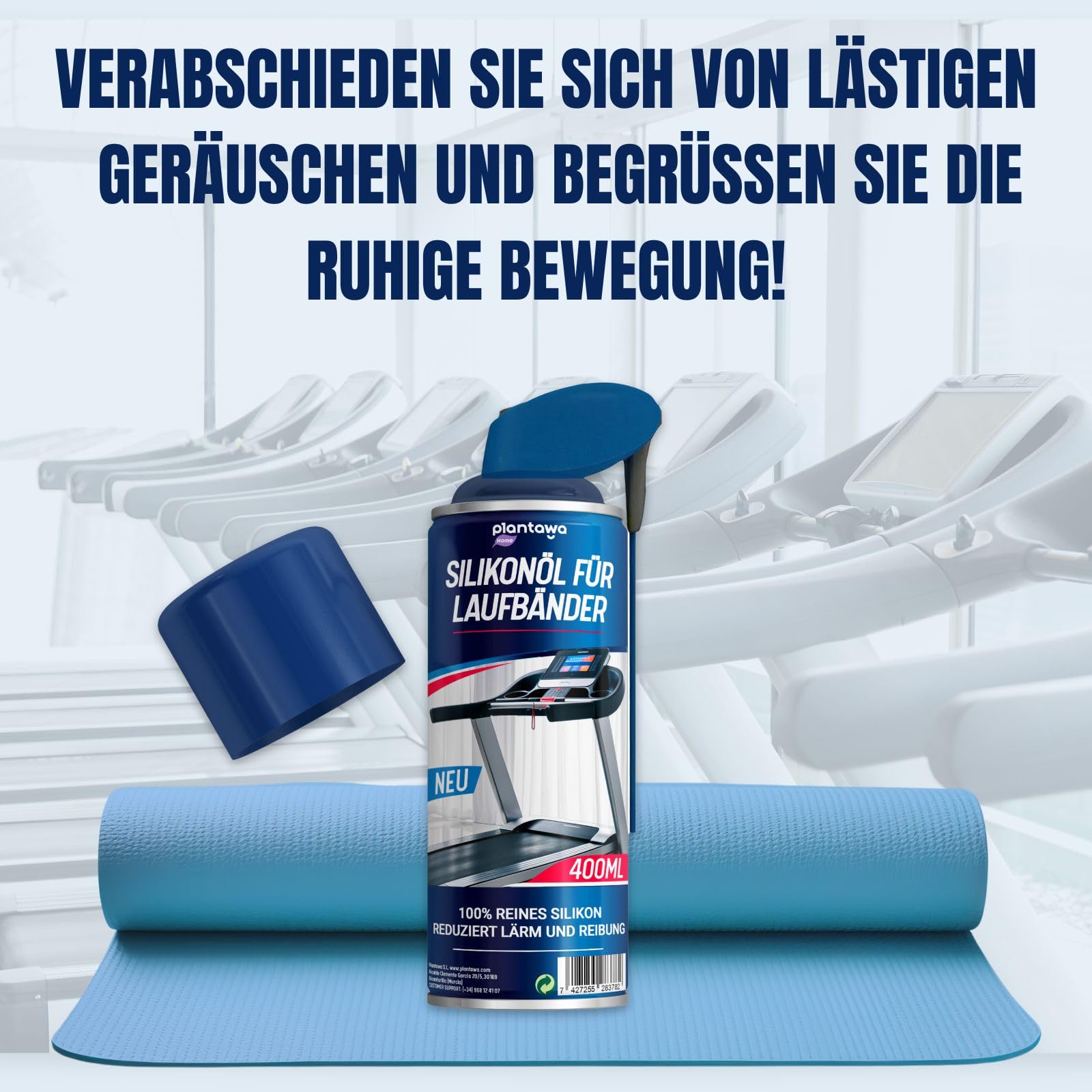Plantawa Spray do bieżni 400 ml | Smar silikonowy bieżni. Idealny do siłowni, bieżni domowej. Precyzyjne zastosowanie. Nadaje się do wszystkich bieżni.