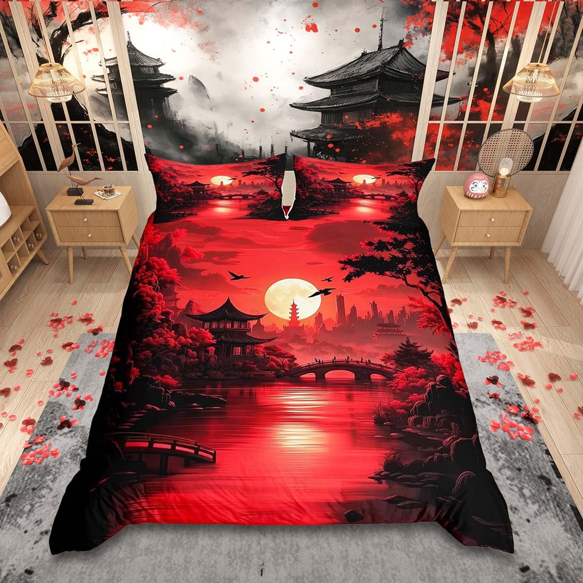 Parure de lit motif japonais Ukiyoe, cadeau idéal pour chambre d'enfant passionné