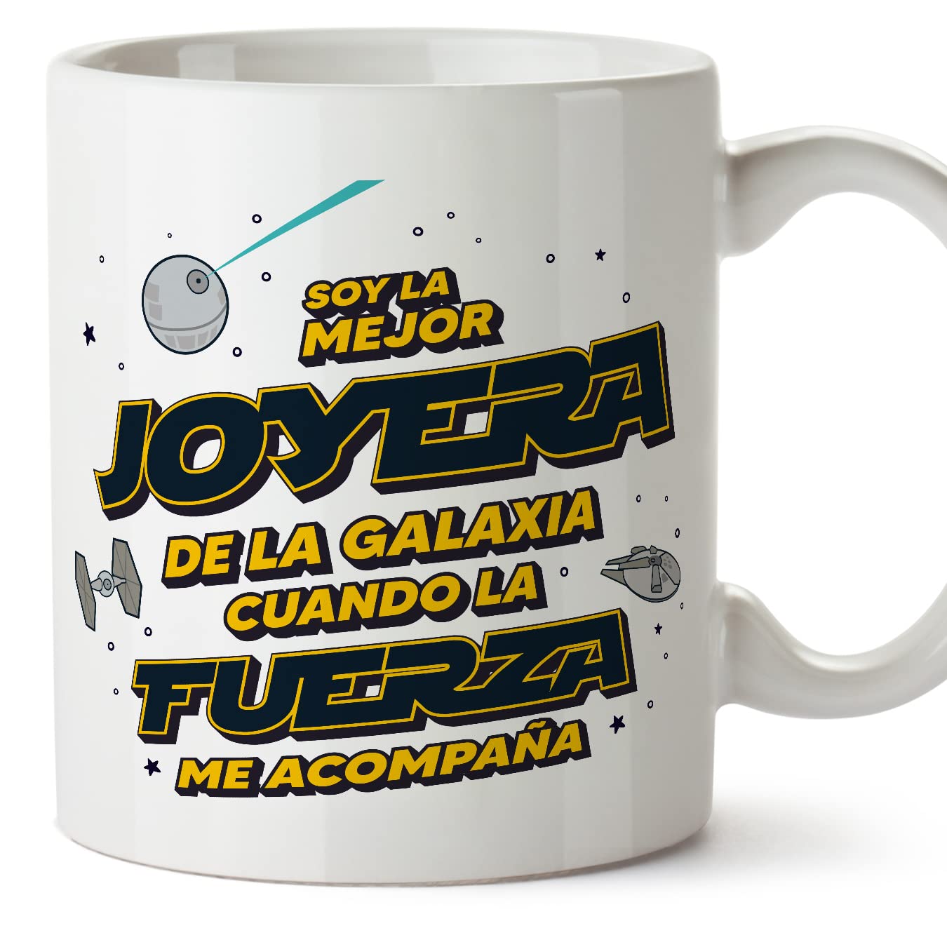 MUGFFINS Tazas para JEFE hombre - En Español - Mejor de la Galaxia Cuando Fuerza me Acompaña - 11 oz / 330 ml - Regalo original y divertido — view 243